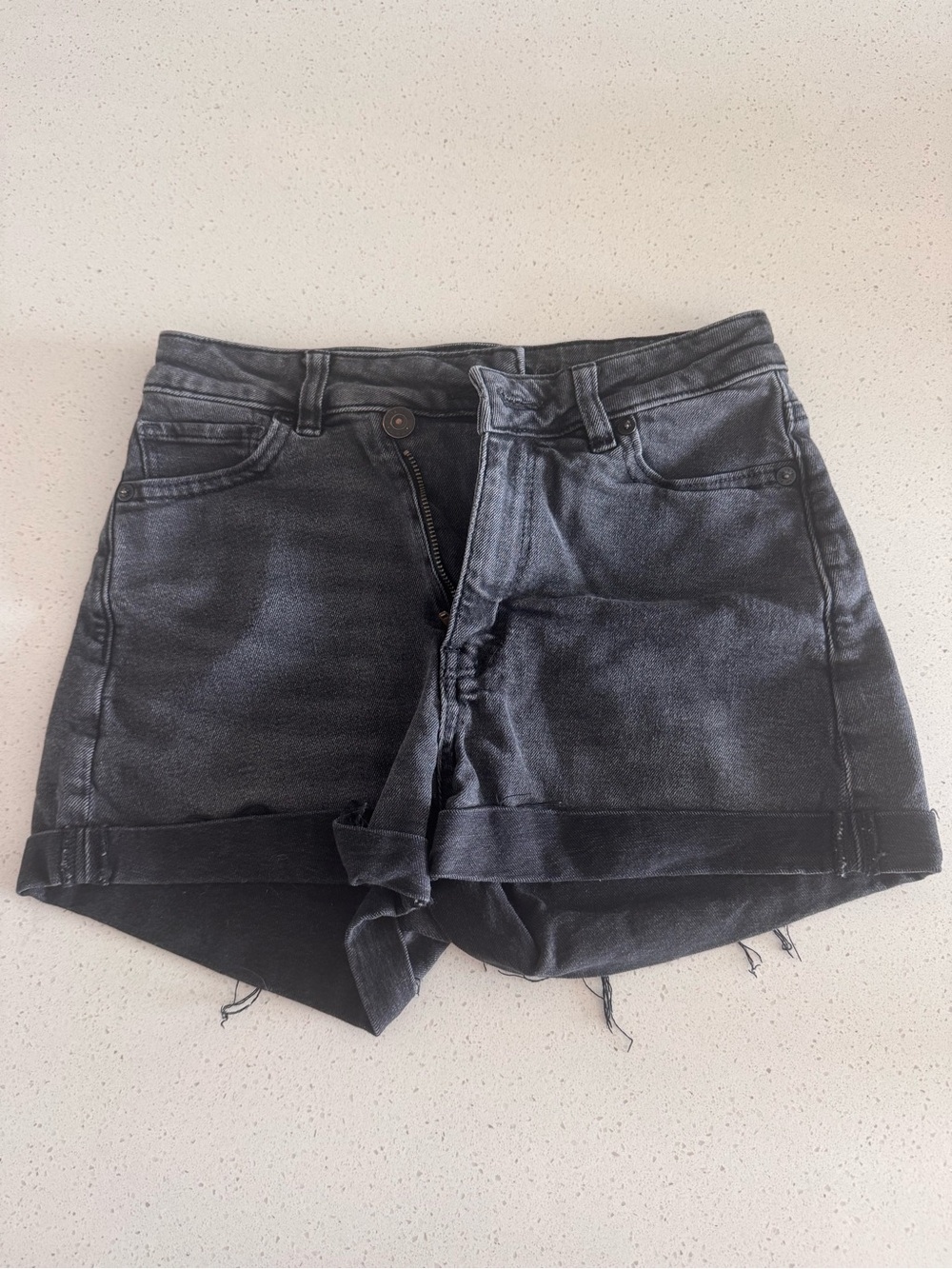 American Eagle Outfitters Black Washed High-Rise Denim Shorts